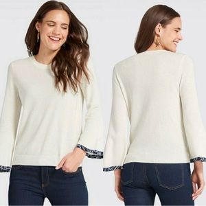 DRAPER JAMES Cream Ivory Wool Cashmere Bell Sleeve Sweater Size Small